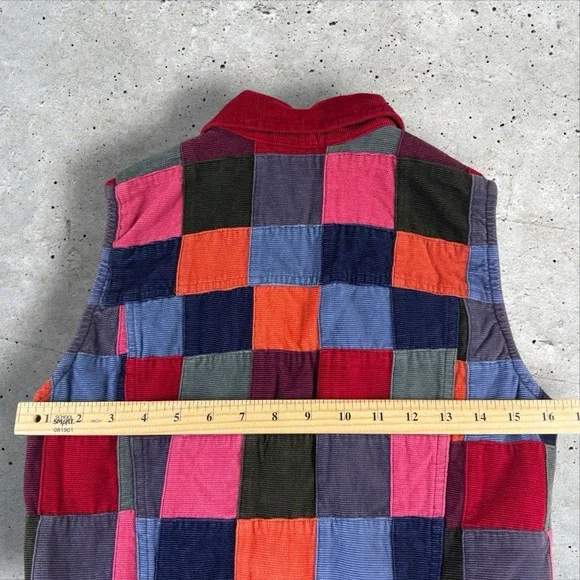 Vtg Y2K Ralph Lauren Colorful Corduroy Patchwork Quilted Vest Womens Sz S - Picture 5 of 5